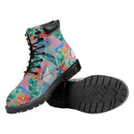 Watercolor Tropical Patchwork Print Work Boots