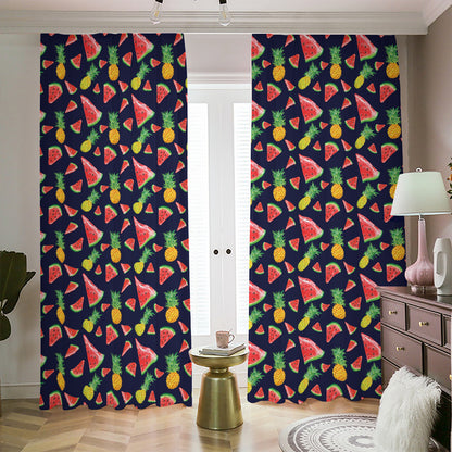 Watercolor Tropical Pattern Print Blackout Pencil Pleat Curtains