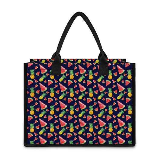 Watercolor Tropical Pattern Print Canvas Tote Bag