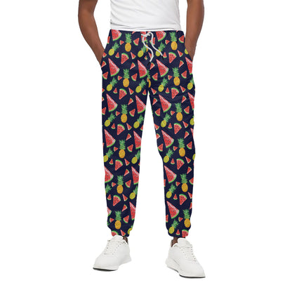 Watercolor Tropical Pattern Print Cotton Pants