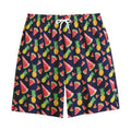 Watercolor Tropical Pattern Print Cotton Shorts