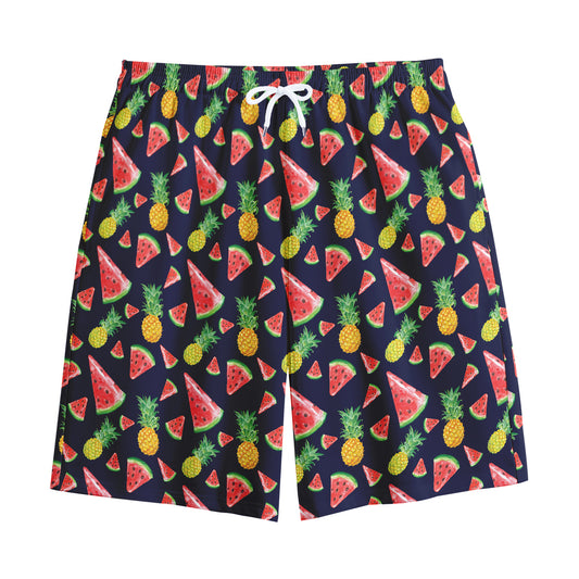 Watercolor Tropical Pattern Print Cotton Shorts