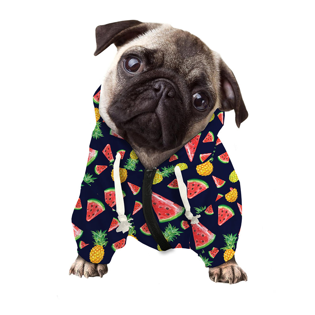 Watercolor Tropical Pattern Print Dog Zip Up Hoodie