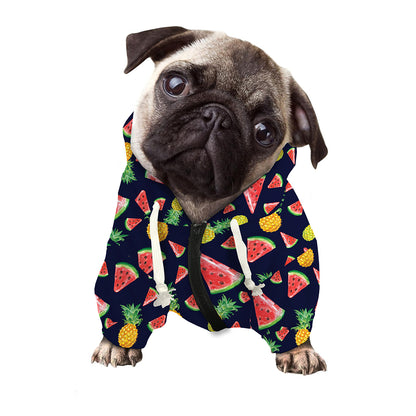 Watercolor Tropical Pattern Print Dog Zip Up Hoodie