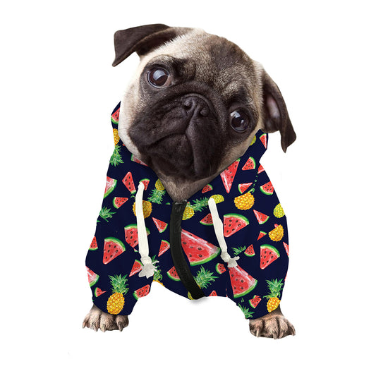 Watercolor Tropical Pattern Print Dog Zip Up Hoodie