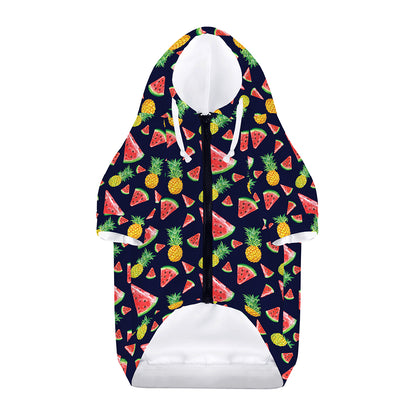 Watercolor Tropical Pattern Print Dog Zip Up Hoodie