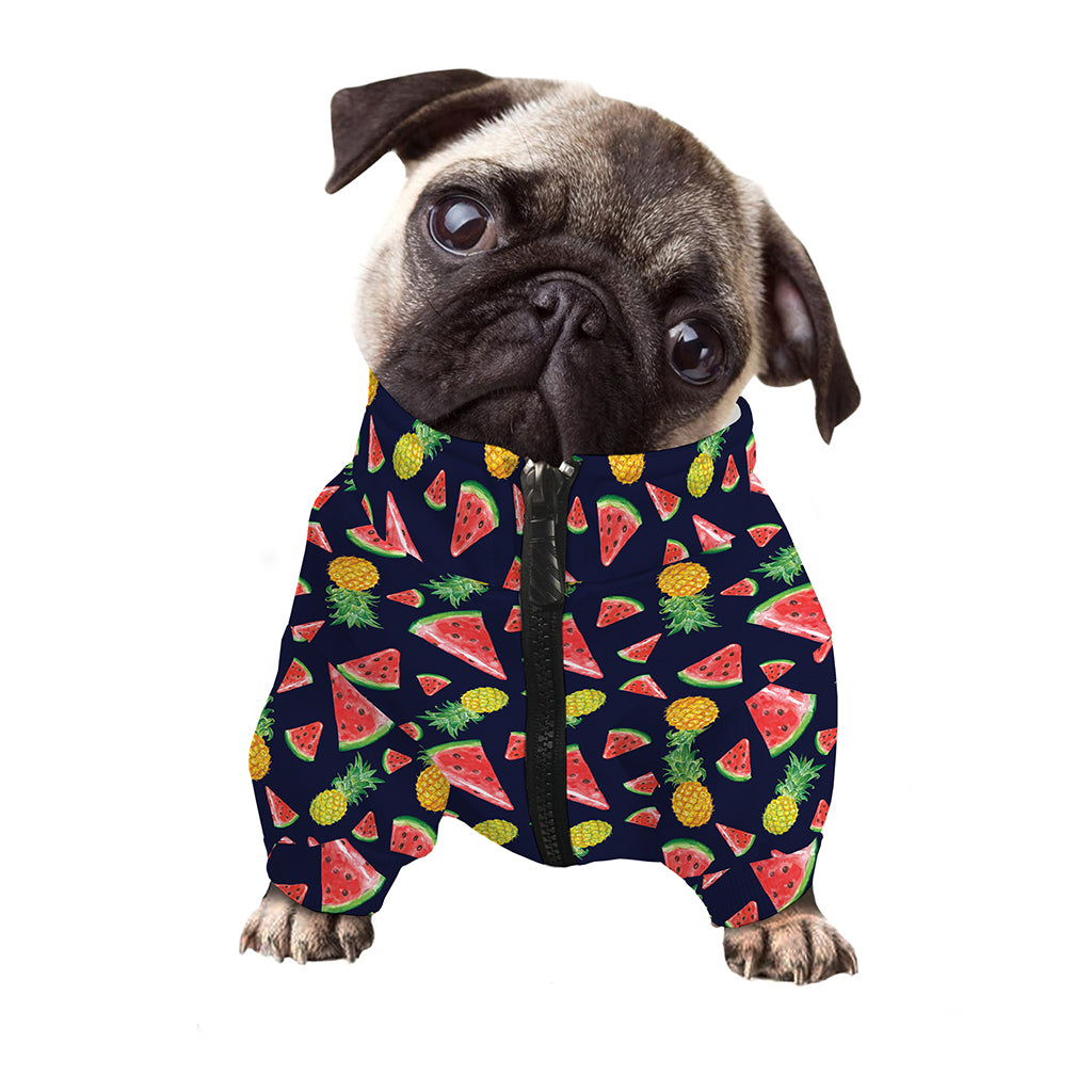 Watercolor Tropical Pattern Print Dog Zip Up Jacket