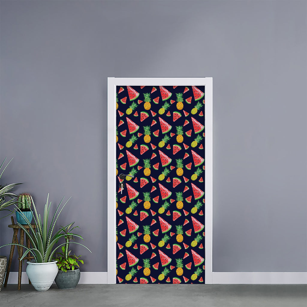 Watercolor Tropical Pattern Print Door Sticker