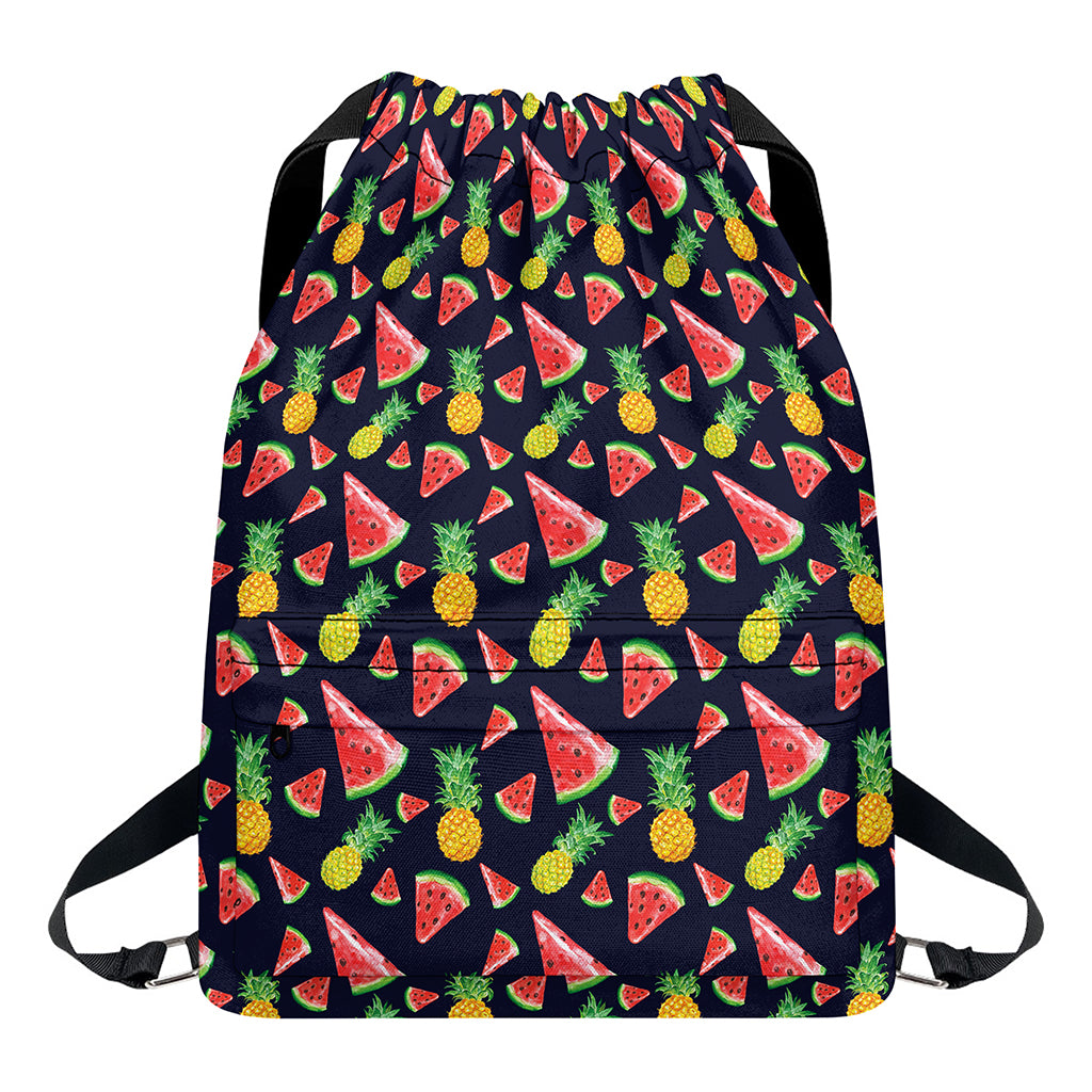 Watercolor Tropical Pattern Print Drawstring Backpack