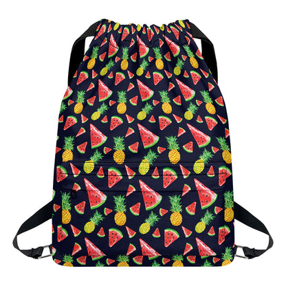 Watercolor Tropical Pattern Print Drawstring Backpack