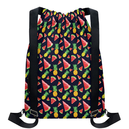 Watercolor Tropical Pattern Print Drawstring Backpack