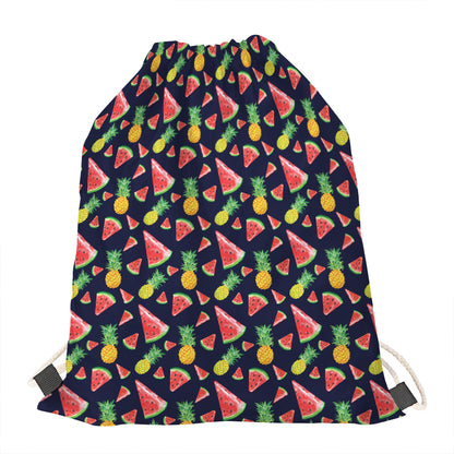 Watercolor Tropical Pattern Print Drawstring Bag