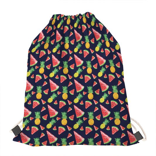 Watercolor Tropical Pattern Print Drawstring Bag