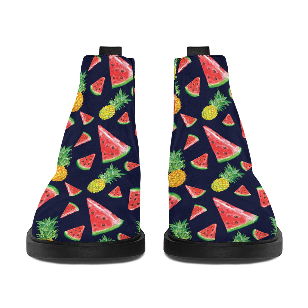 Watercolor Tropical Pattern Print Flat Ankle Boots