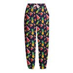 Watercolor Tropical Pattern Print Fleece Lined Knit Pants