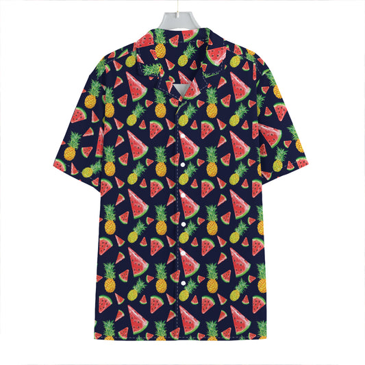 Watercolor Tropical Pattern Print Hawaiian Shirt