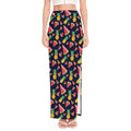 Watercolor Tropical Pattern Print High Slit Maxi Skirt