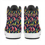 Watercolor Tropical Pattern Print High Top Leather Sneakers