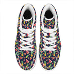 Watercolor Tropical Pattern Print High Top Leather Sneakers