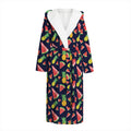 Watercolor Tropical Pattern Print Hooded Bathrobe