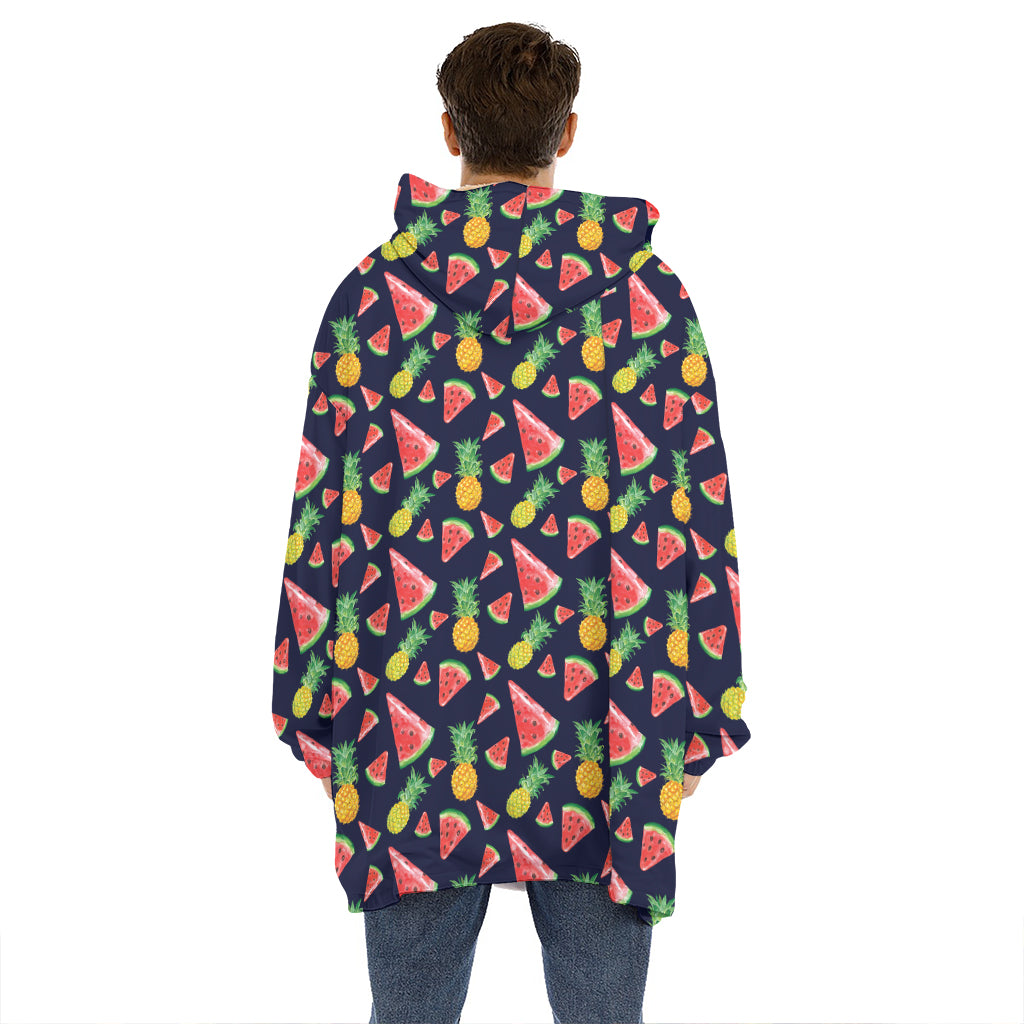 Watercolor Tropical Pattern Print Hoodie Blanket