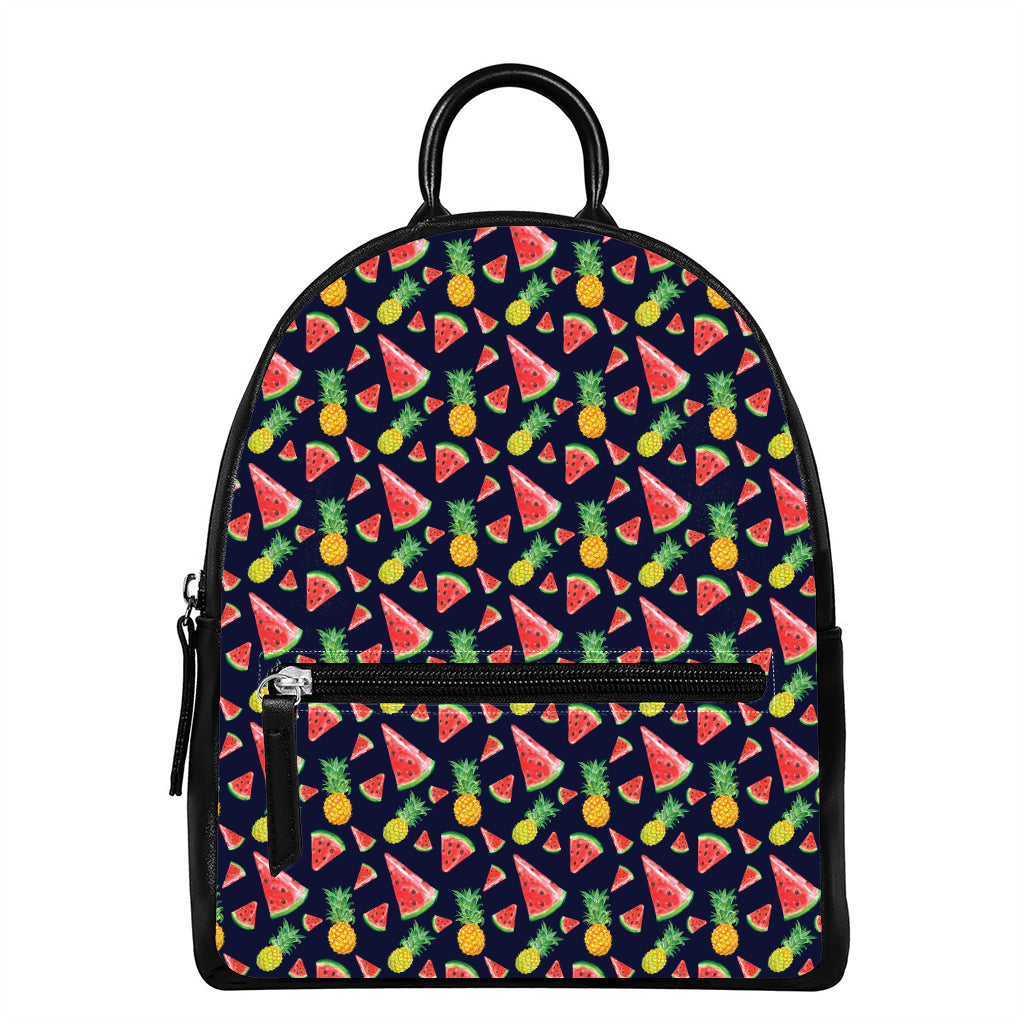 Watercolor Tropical Pattern Print Leather Backpack