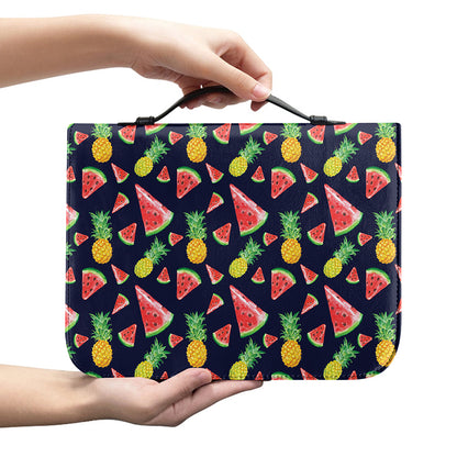 Watercolor Tropical Pattern Print Leather Bible Cover