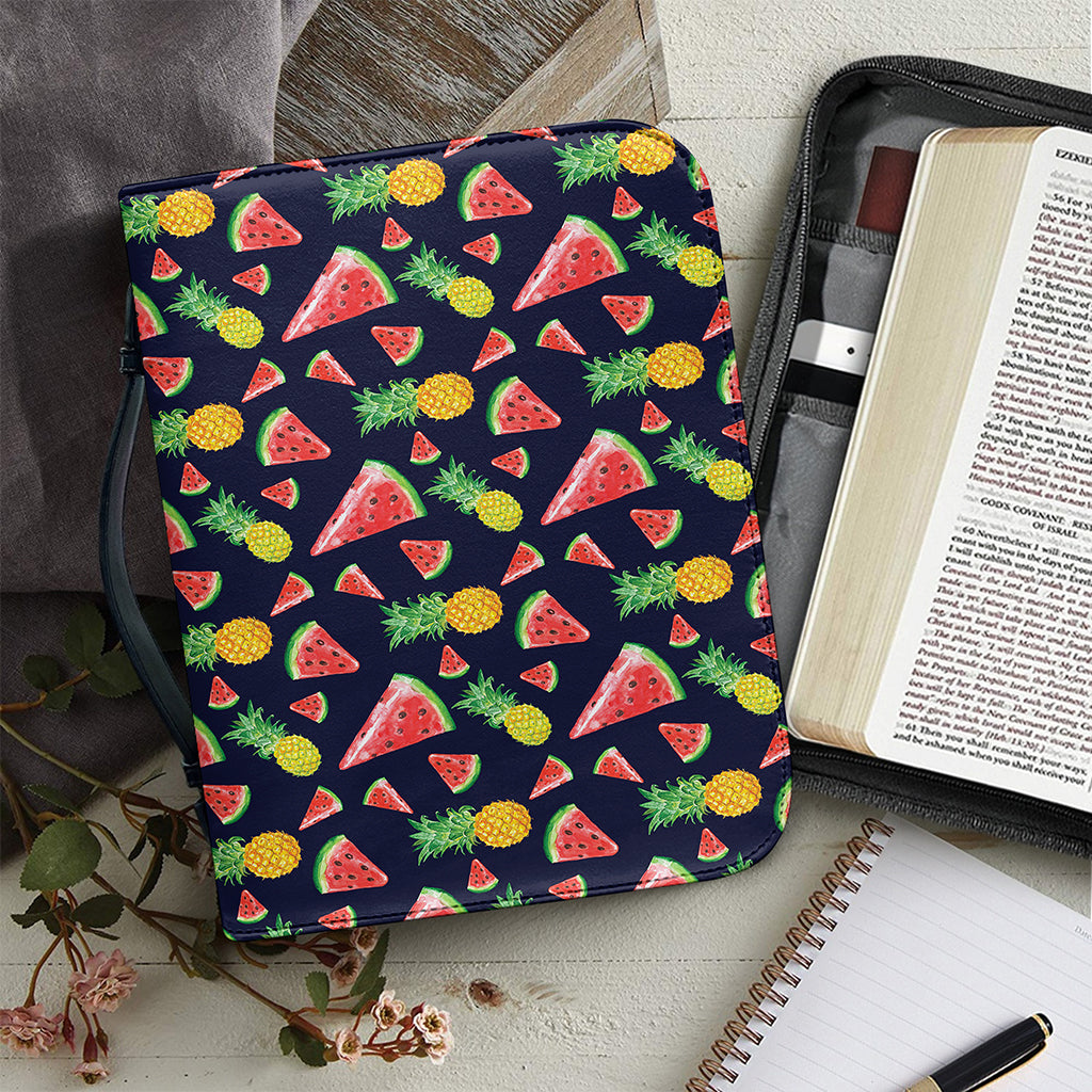 Watercolor Tropical Pattern Print Leather Bible Cover