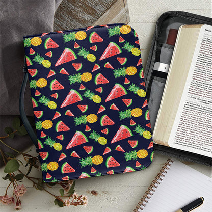 Watercolor Tropical Pattern Print Leather Bible Cover