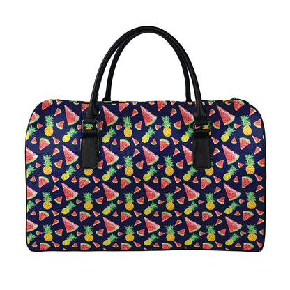 Watercolor Tropical Pattern Print Leather Duffle Bag
