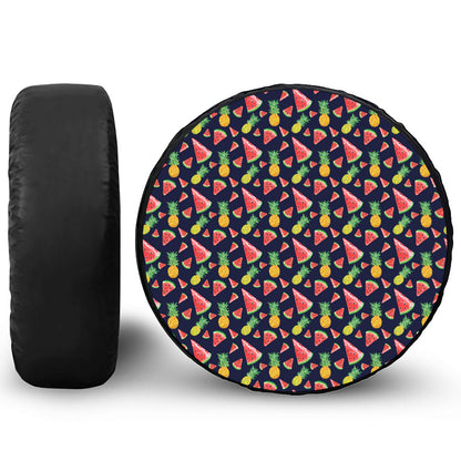 Watercolor Tropical Pattern Print Leather Spare Tire Cover