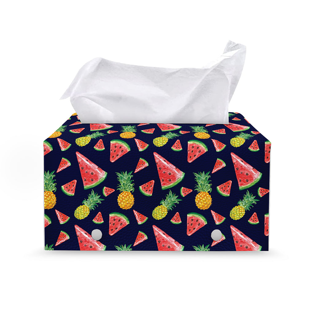 Watercolor Tropical Pattern Print Leather Tissue Box Cover