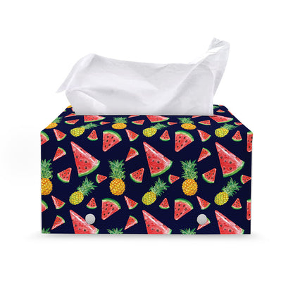 Watercolor Tropical Pattern Print Leather Tissue Box Cover
