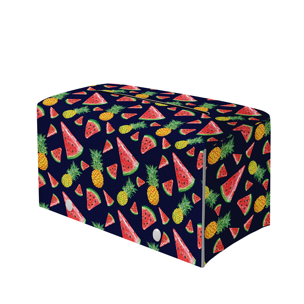 Watercolor Tropical Pattern Print Leather Tissue Box Cover