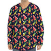 Watercolor Tropical Pattern Print Long Sleeve Baseball Jersey