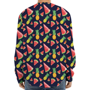 Watercolor Tropical Pattern Print Long Sleeve Baseball Jersey