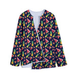 Watercolor Tropical Pattern Print Long Sleeve Short Coat