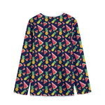 Watercolor Tropical Pattern Print Long Sleeve Short Coat