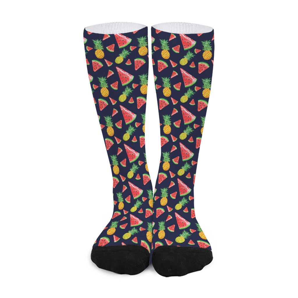 Watercolor Tropical Pattern Print Long Socks