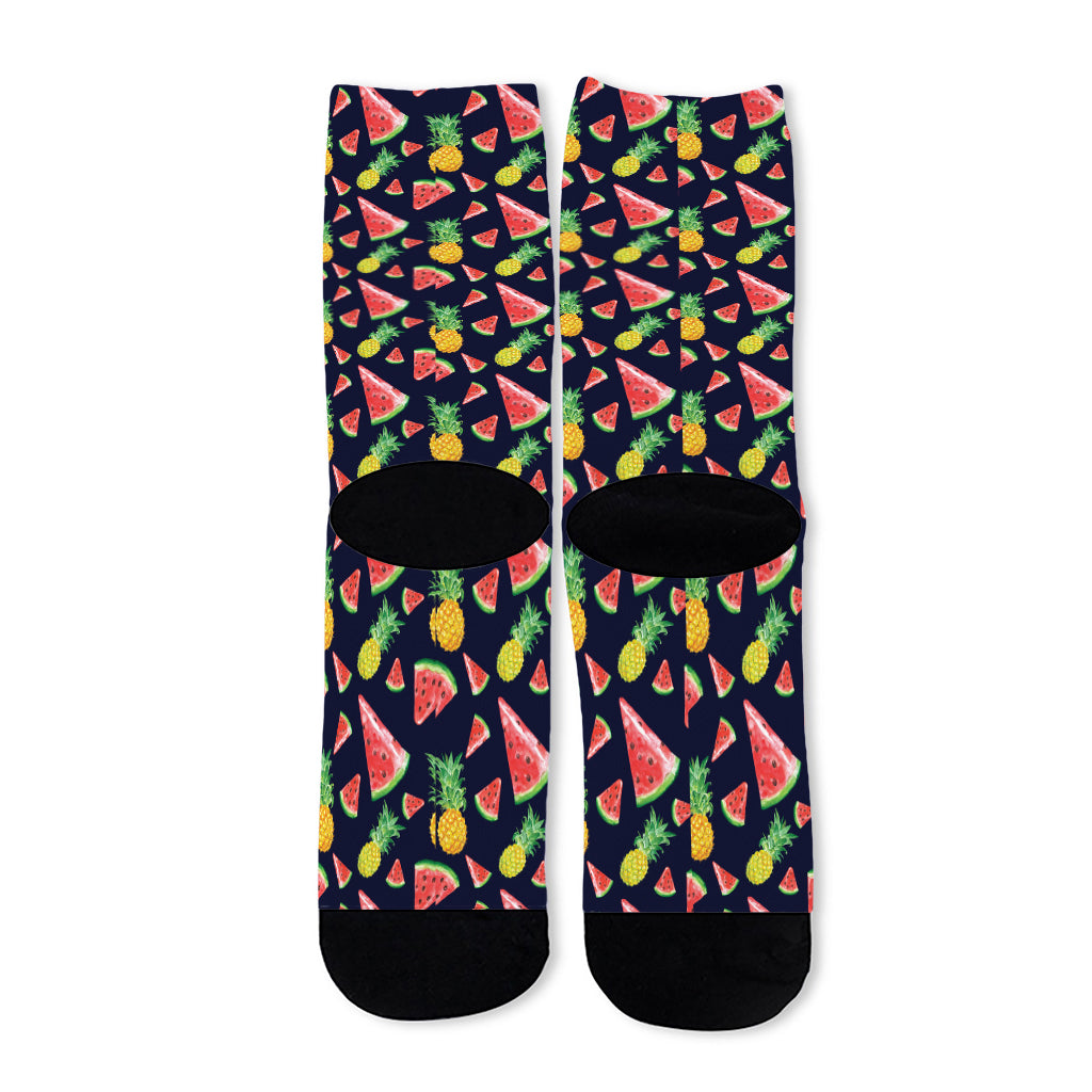 Watercolor Tropical Pattern Print Long Socks