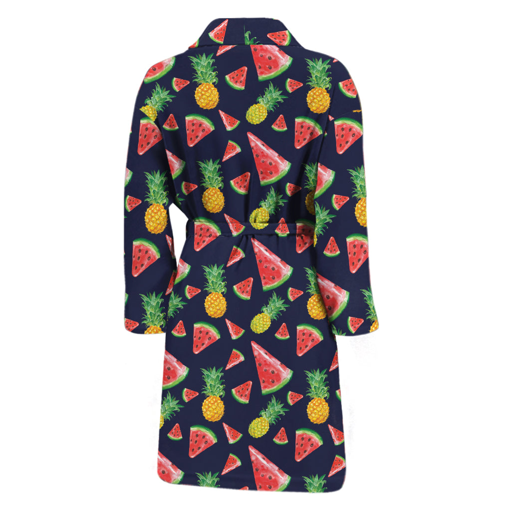 Watercolor Tropical Pattern Print Men's Bathrobe