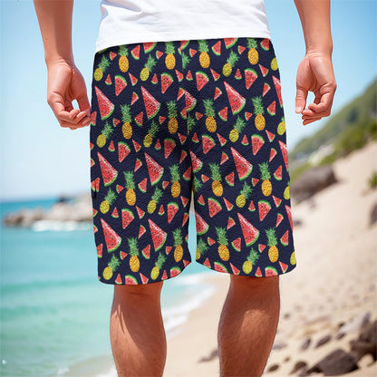 Watercolor Tropical Pattern Print Men's Cargo Shorts