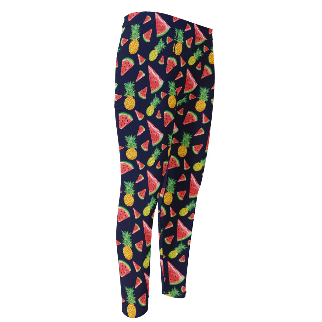 Watercolor Tropical Pattern Print Men's Compression Pants