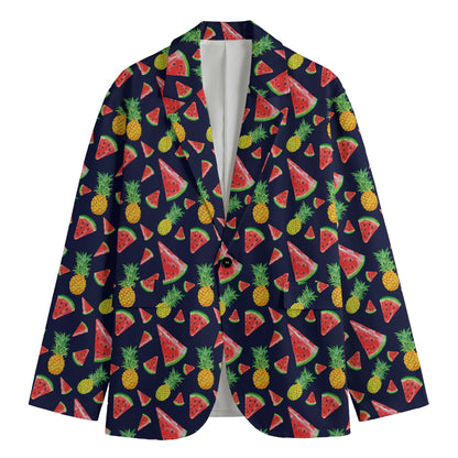 Watercolor Tropical Pattern Print Men's Cotton Blazer
