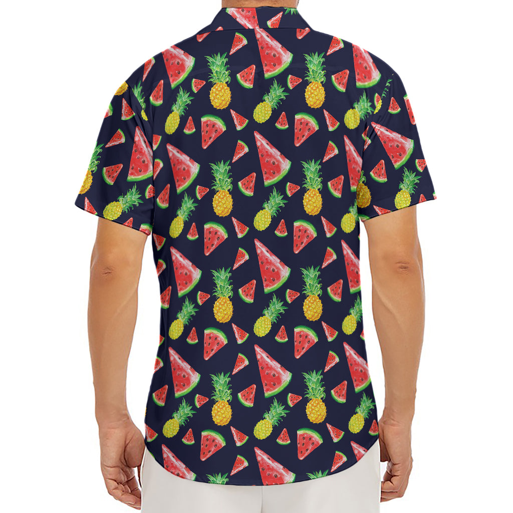 Watercolor Tropical Pattern Print Men's Deep V-Neck Shirt
