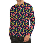 Watercolor Tropical Pattern Print Men's Long Sleeve Rash Guard