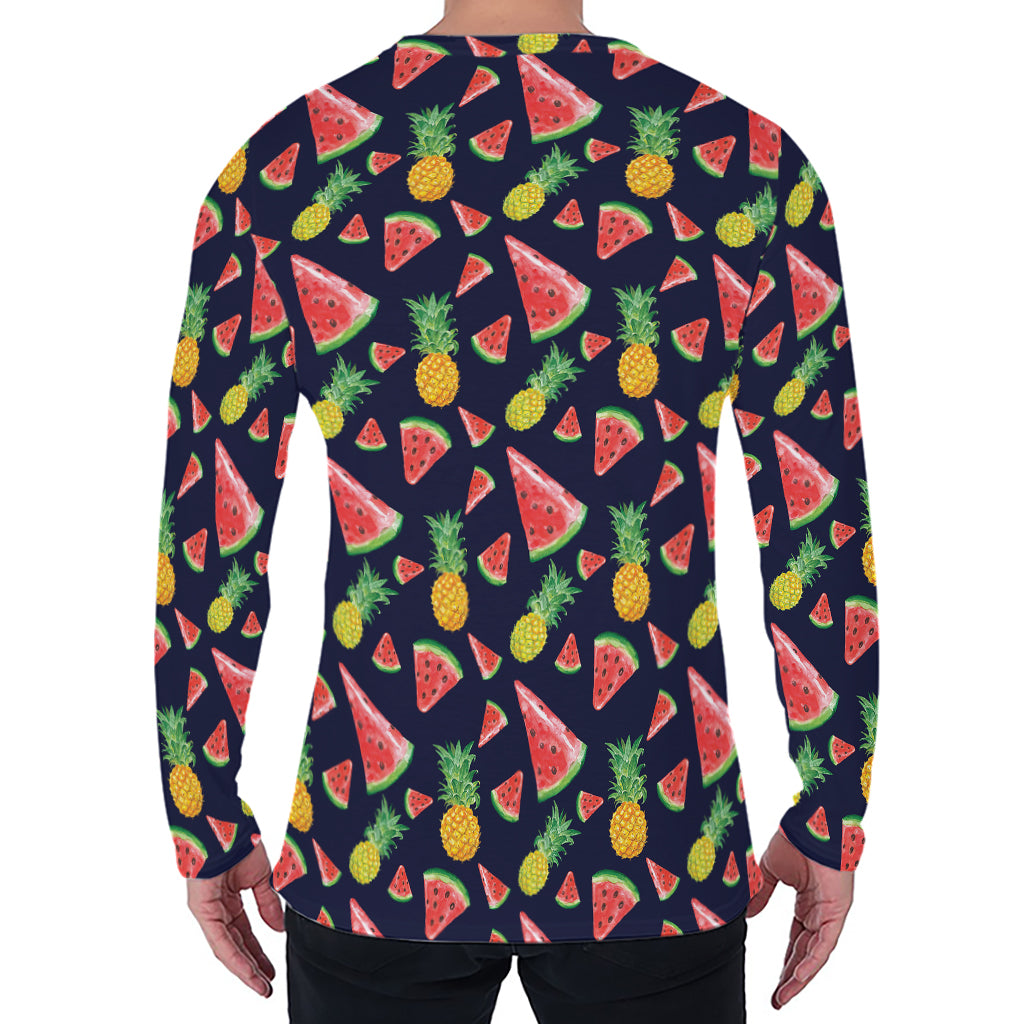 Watercolor Tropical Pattern Print Men's Long Sleeve T-Shirt