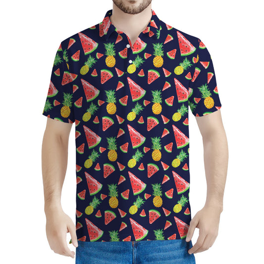 Watercolor Tropical Pattern Print Men's Polo Shirt