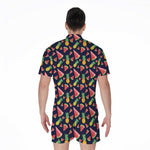 Watercolor Tropical Pattern Print Men's Rompers