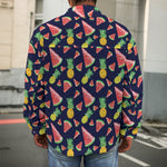 Watercolor Tropical Pattern Print Men's Shirt Jacket